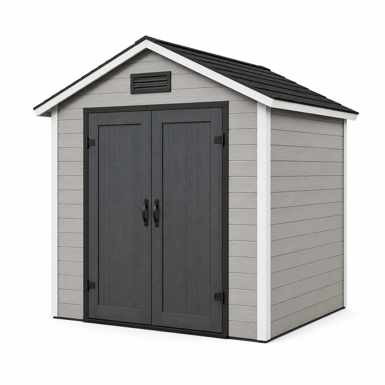 Abri de jardin en résine gris foncé avec toit incliné 200x150x215 cm