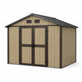 Abri de jardin en résine avec porte double, beige/marron