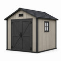 Abri de jardin en plastique gris et noir avec fenêtre et double porte