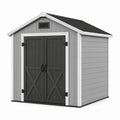 Abri de jardin en plastique gris et noir avec portes doubles