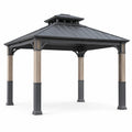 Pavillon de jardin en acier et bois composite 3x4 m gris