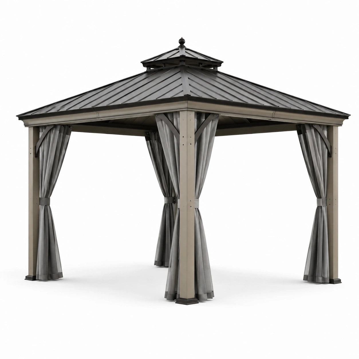 Pavillon de jardin en aluminium avec toit en acier galvanisé