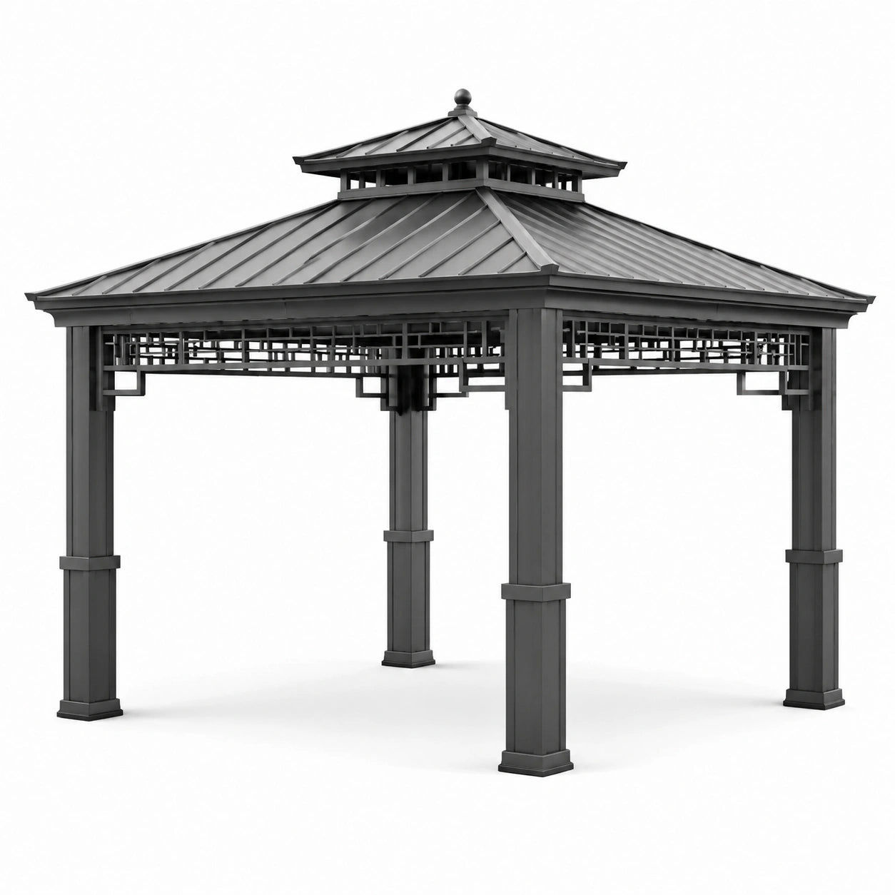 Pavillon en aluminium gris anthracite 300 x 400 x 350 cm