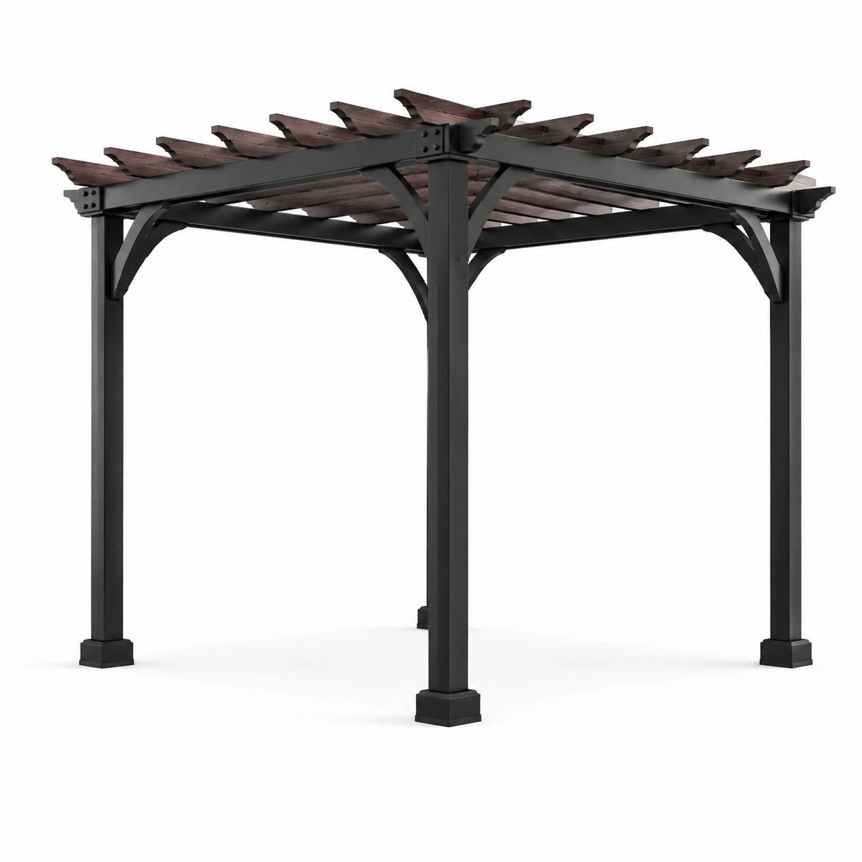 Pergola rectangulaire en métal et bois 300 cm x 300 cm x 250 cm