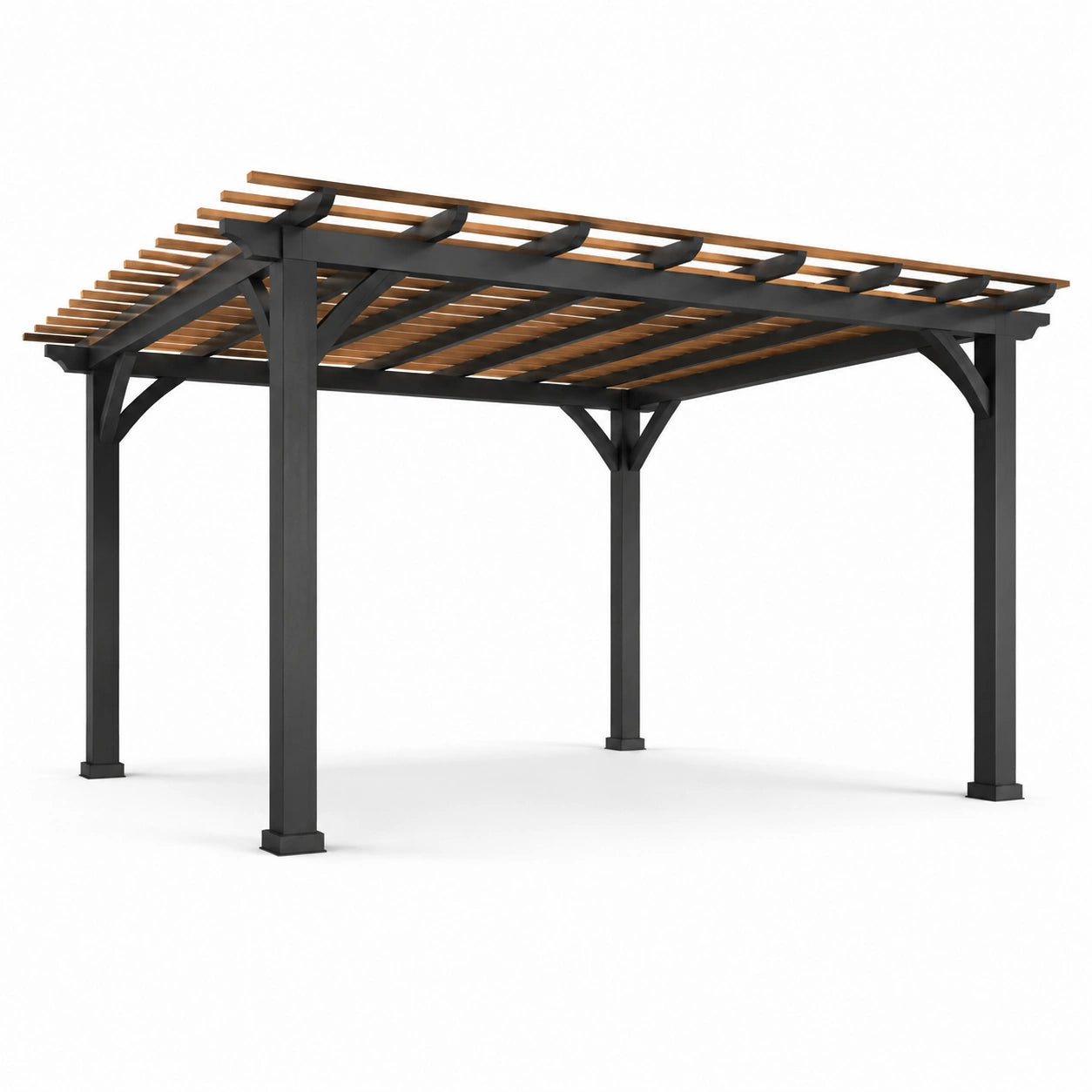 Pergola en bois de cèdre et métal noir 300x400 cm