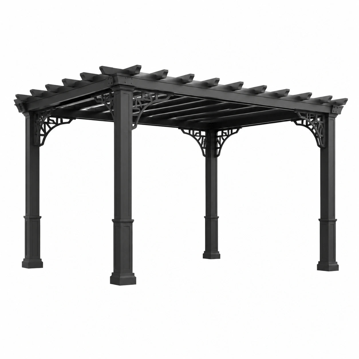 Pergola de jardin en aluminium noir avec structure autoportante