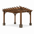 Pergola en bois avec piliers en pierres reconstituées