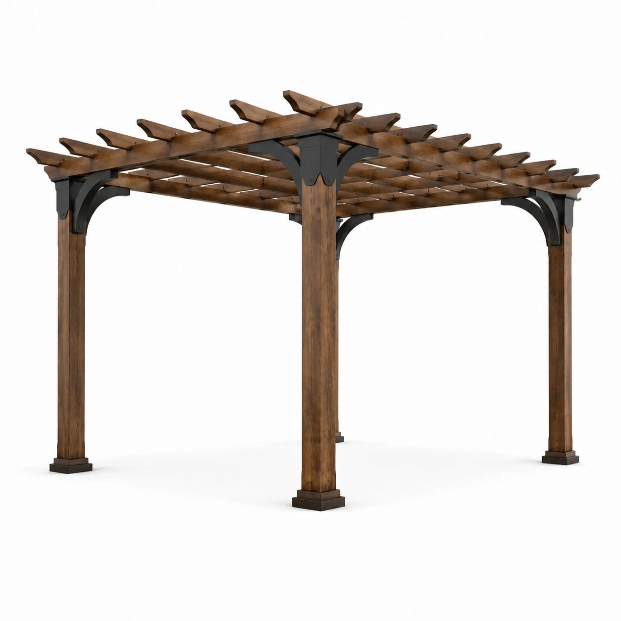 Pergola en bois avec éléments métalliques robustes 300 cm x 300 cm