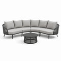 Salon de jardin en aluminium et corde polyester gris avec table ronde