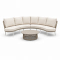 Ensemble de salon de jardin en aluminium et corde avec coussins en tissu polyester beige