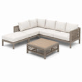 Ensemble de Salon de Jardin en Aluminium et Corde avec Coussins Crème
