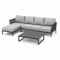 Ensemble de salon de jardin en métal et tissu gris