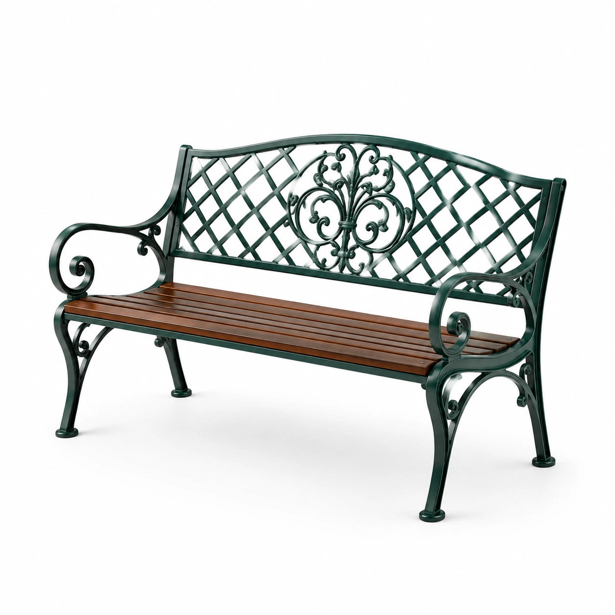 Banc de jardin en bois et métal vert/marron 125 cm