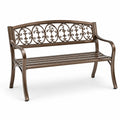 Banc de jardin en métal brun avec dossier décoratif