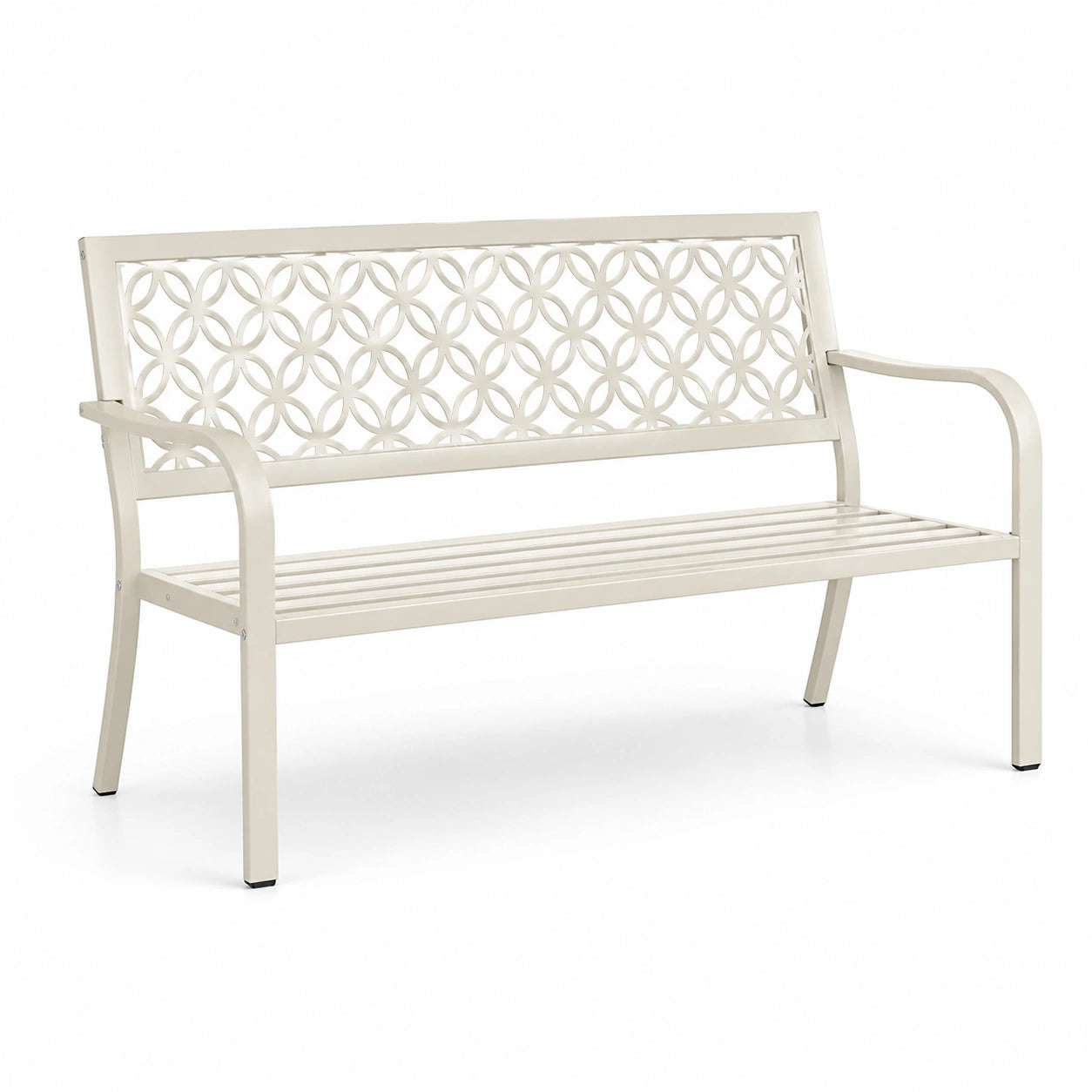Banc de jardin en métal beige 124 cm