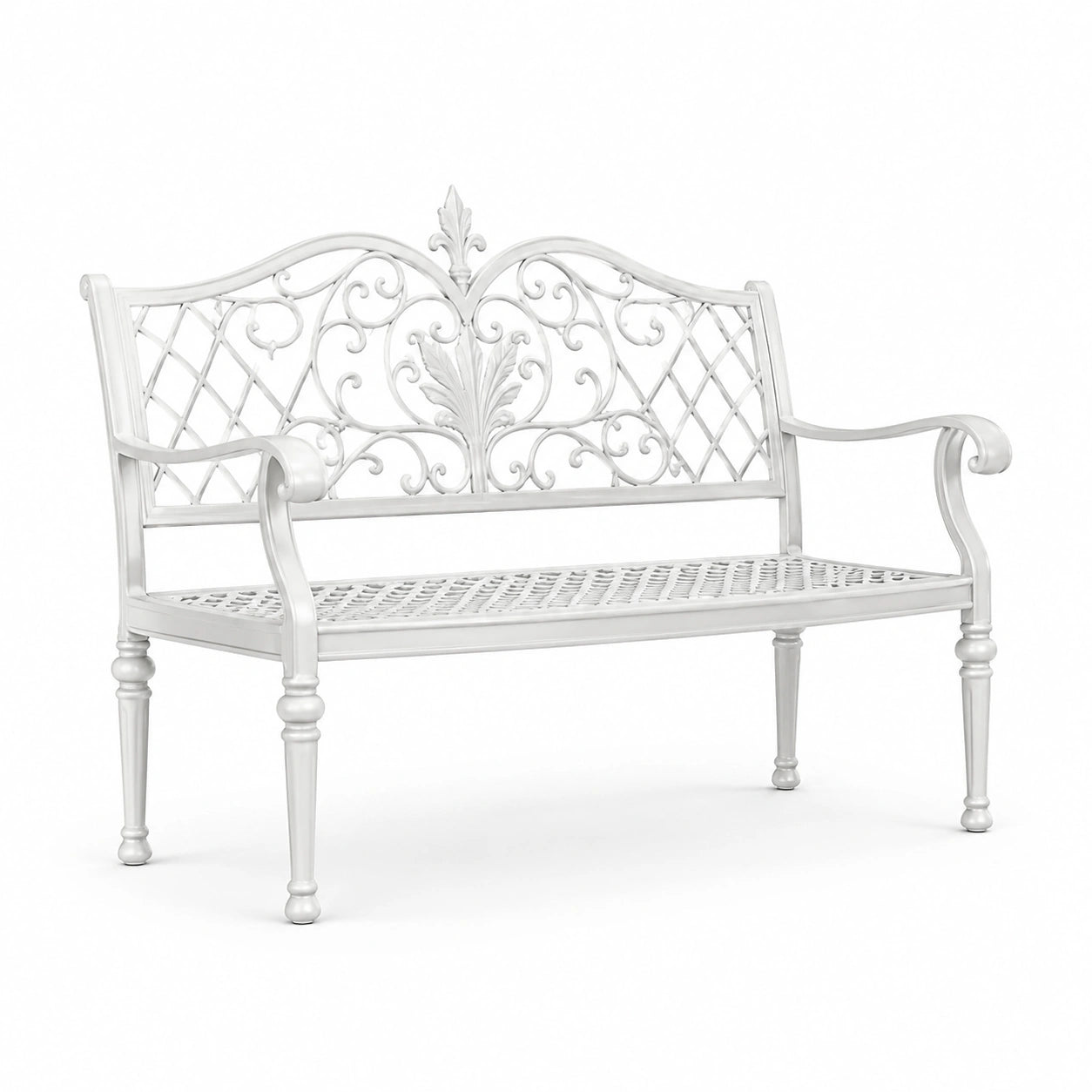 Banc en aluminium blanc pour extérieur 120x55x80 cm