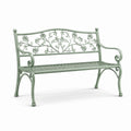 Banc de jardin en métal vert avec motif floral 128 cm