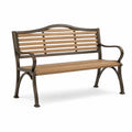 Banc de jardin en métal et bois composite brun 120 cm