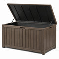Coffre de rangement extérieur en plastique texturé marron 120x60x63cm