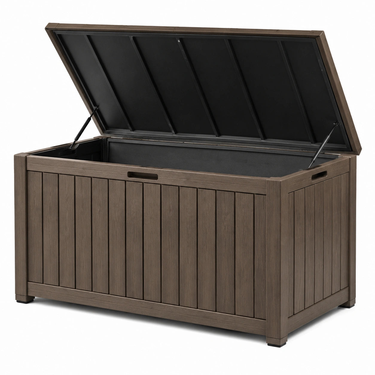 Coffre de rangement extérieur en plastique texturé marron 120x60x63cm