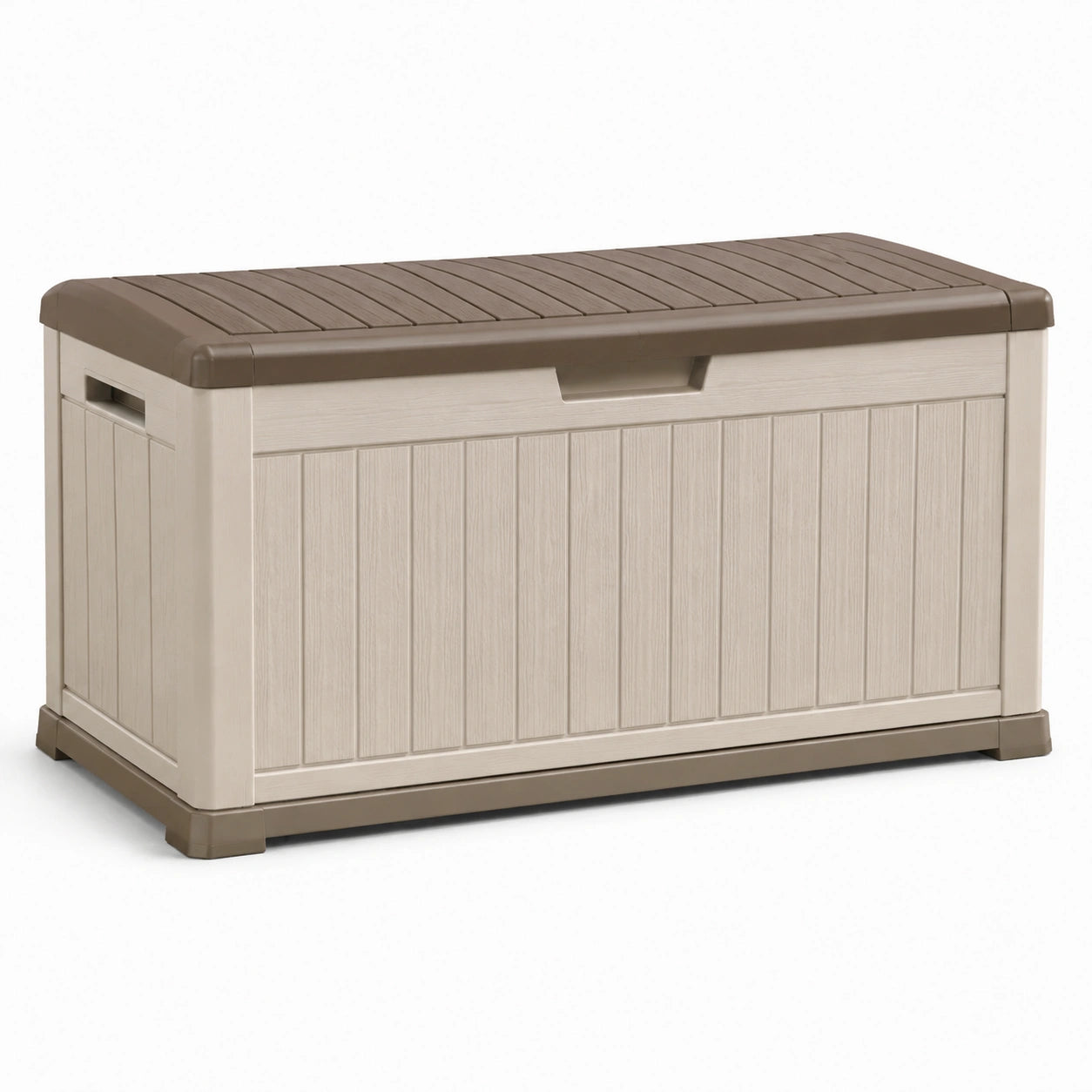 Coffre de rangement en plastique beige et marron 120x60x55cm