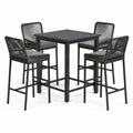 Ensemble table haute et 4 tabourets en métal et corde anthracite