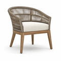 Fauteuil en bois d'acacia et rotin synthétique avec coussin en polyester crème