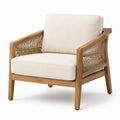 Fauteuil en bois avec coussins en polyester beige