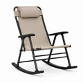 Chaise à bascule pliante en métal et toile beige