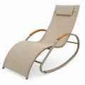 Chaise à bascule en métal avec accoudoirs en bois et coussin amovible
